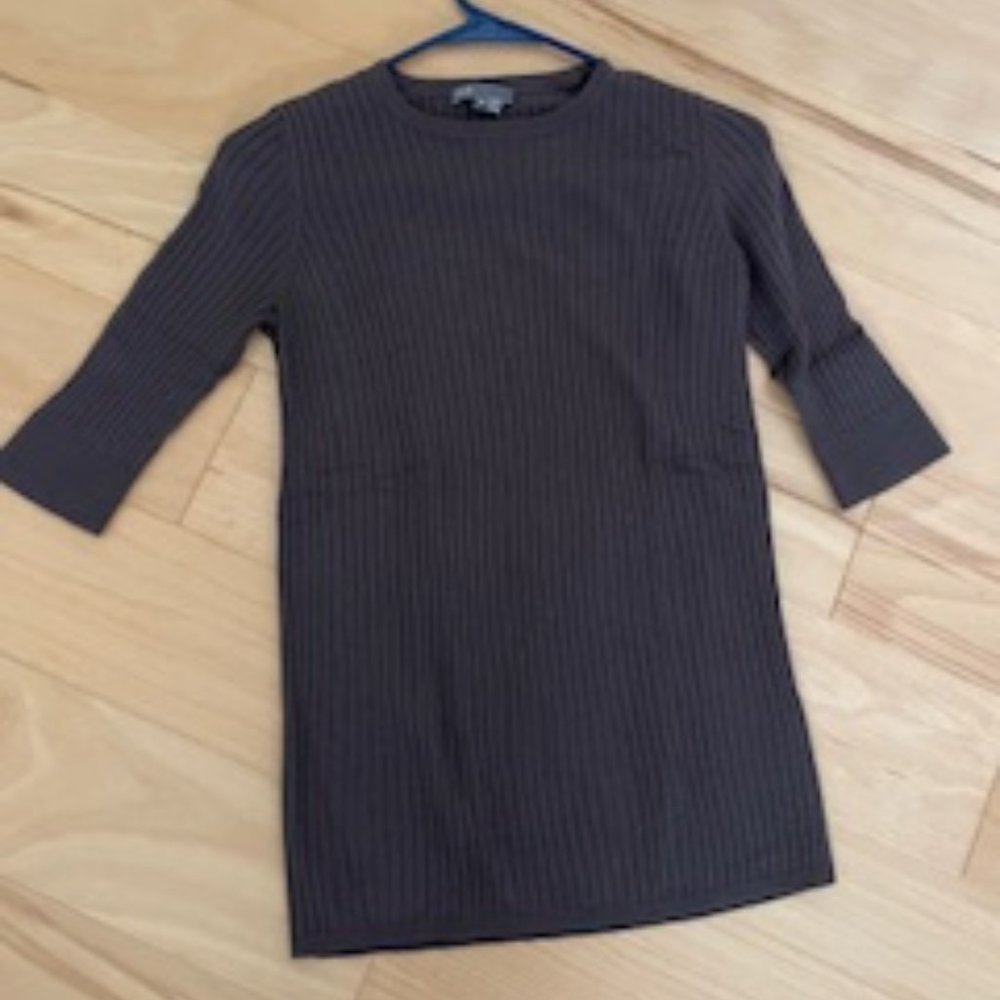 Vince Basic Dark Brown Ribbed Fitted Cashmere Ble… - image 4